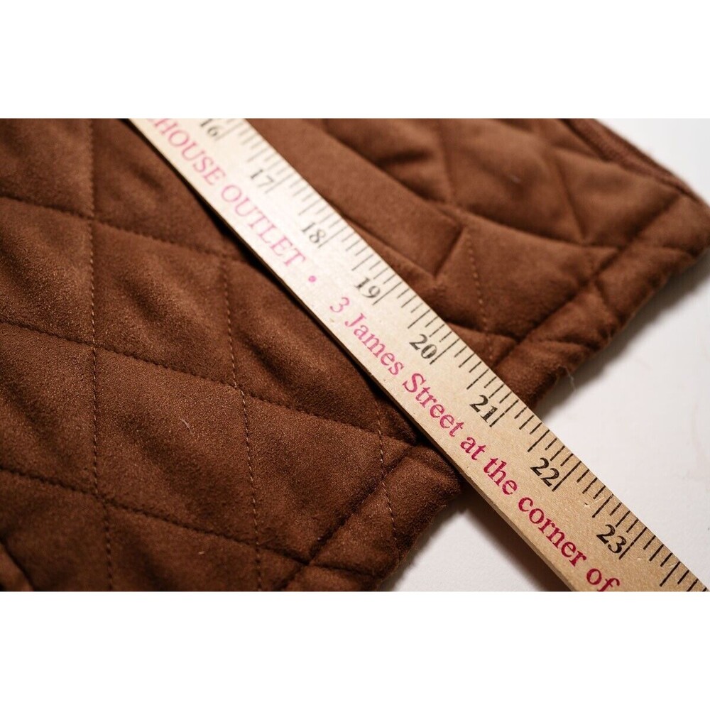 Petite Sophisticate M brown full zip quilted sweater vest faux suede - Picture 7 of 7